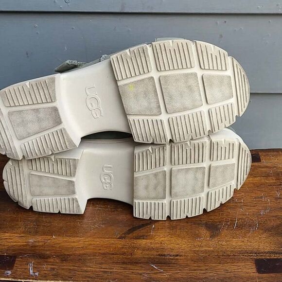 UGG Ashton Slide Gray Green Leather Logo Platform Sandals size 10 main image 8